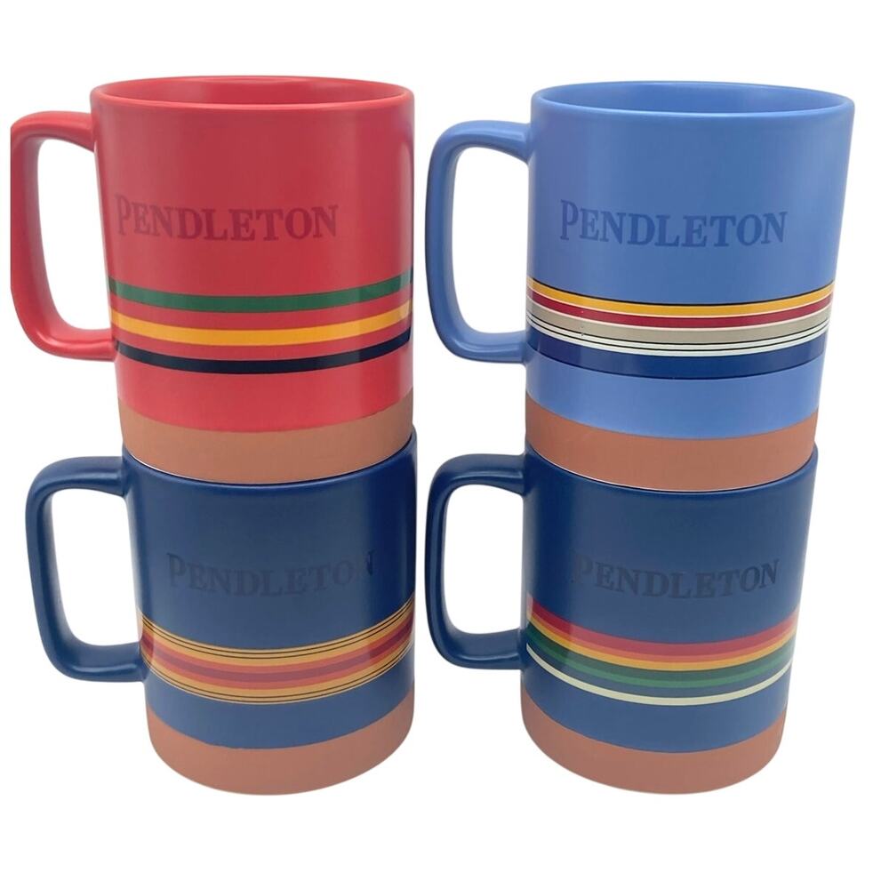 Pendleton Tea Coffee Mugs 18oz National Parks Stoneware Collectible Set of 4 USA
